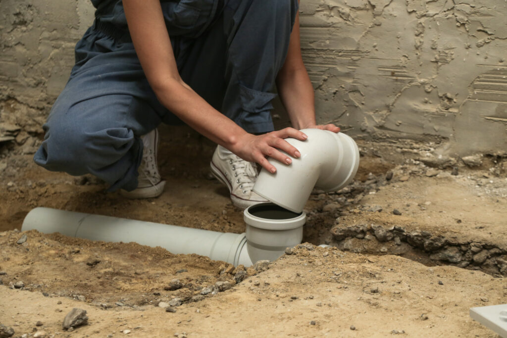 Process of installing PVC pipes Sewer System.