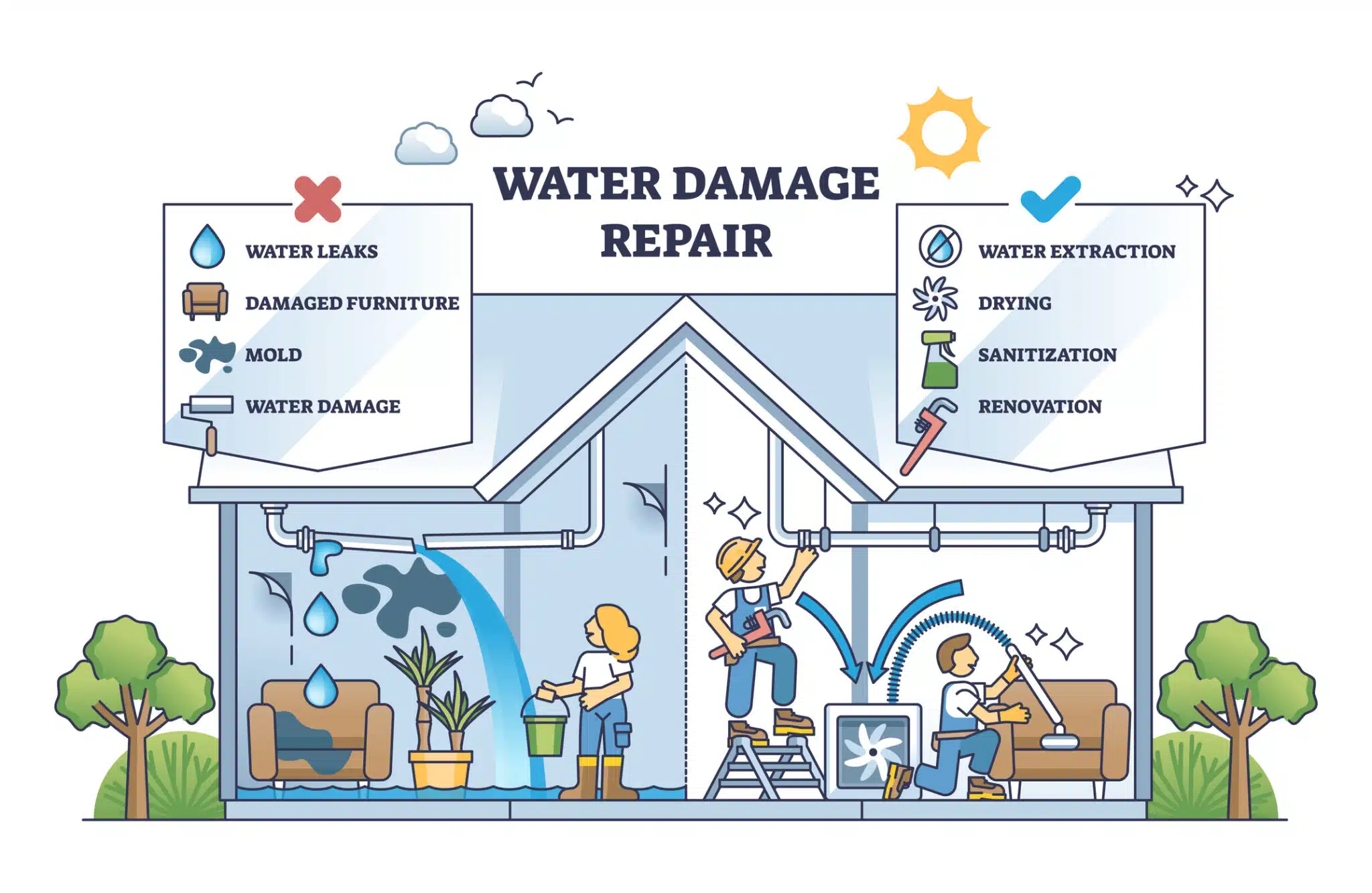 Water damage, Professional Plumbing Inspection.